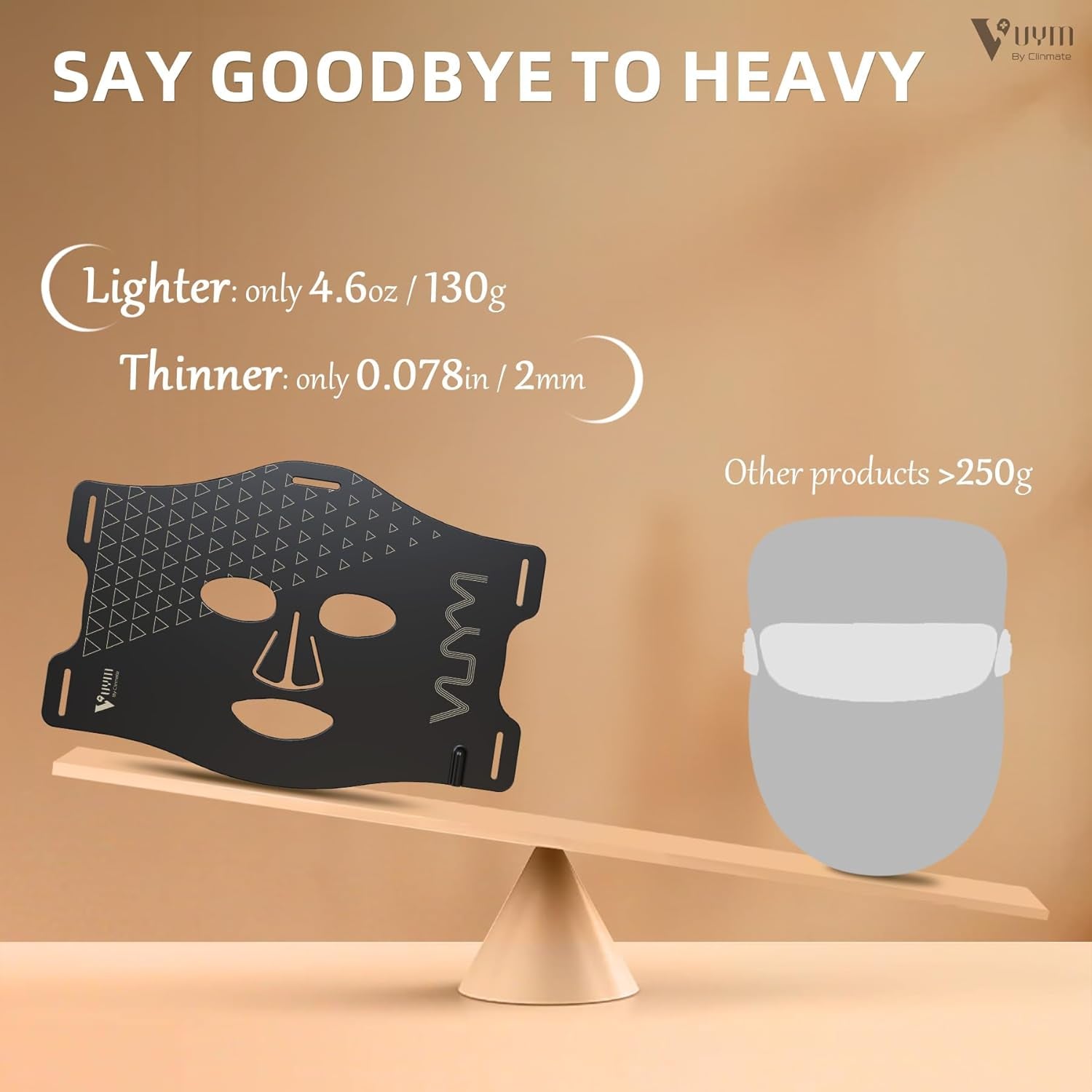 VYM Professional LED Face Mask for Light Therapy: Portable Remote High-Energy Anti-Aging Skincare Device with 292 LEDs, Infrared Red Light Therapy for Facial Treatments, Gift Pack - Black