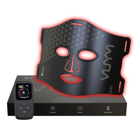 VYM Professional LED Face Mask for Light Therapy: Portable Remote High-Energy Anti-Aging Skincare Device with 292 LEDs, Infrared Red Light Therapy for Facial Treatments, Gift Pack - Black